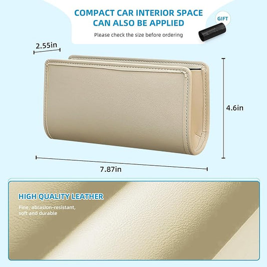 Car Trash Can, Beige Universal Leather Foldable Leakproof Garbage Bins Organizer Holder with One Roll Trash Bag, Car Seat Back Storage Box for Most Vehicles