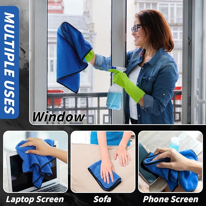 20 Pack Microfiber Towels for Cars, 24" x 16" 400 GSM Car Detailing Towels, Dual Pile Microfiber Cleaning Cloths Quick Drying, Lint Free Scratch Free Car Drying Towels for Auto, Truck, SUV, RV & Boat