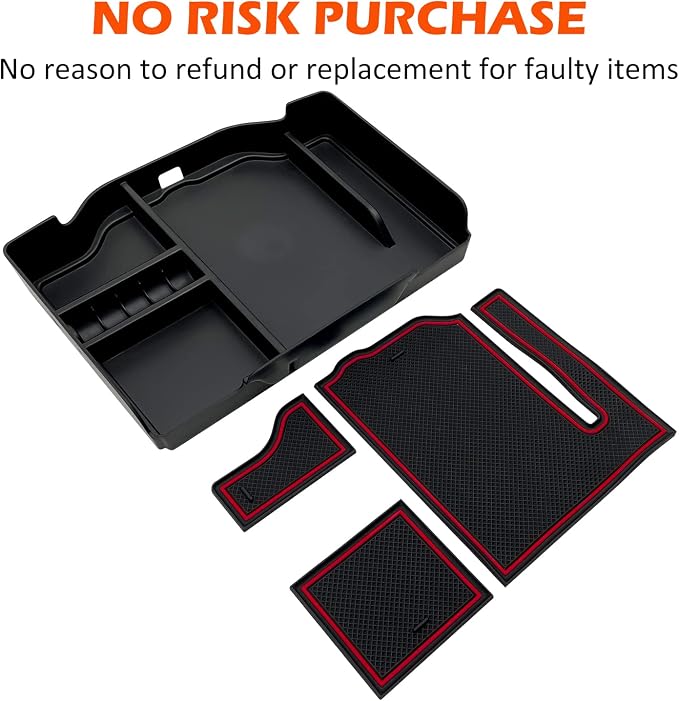 Center Console Organizer fits for Dodge RAM 2026 2025 2024 2023 2022 2021 2020 2019 1500 2500 3500 Accessories Interior Storage Box Armrest Storage Tray (Red)