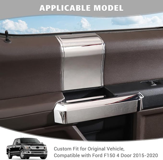 Jimen Compatible with Ford F150 4 Door 2015-2020, 8PCS Inner Door Handle Cover Trim Kits (Chrome)