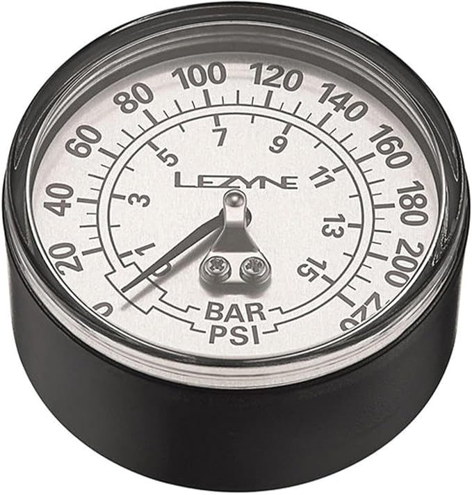 LEZYNE 220 PSI Bike Pump Gauge 2.5 Inch - Replacement Analog Pressure Gauge for High Pressure Floor Pumps Pre 2014, Updated Internals, Includes O-Ring