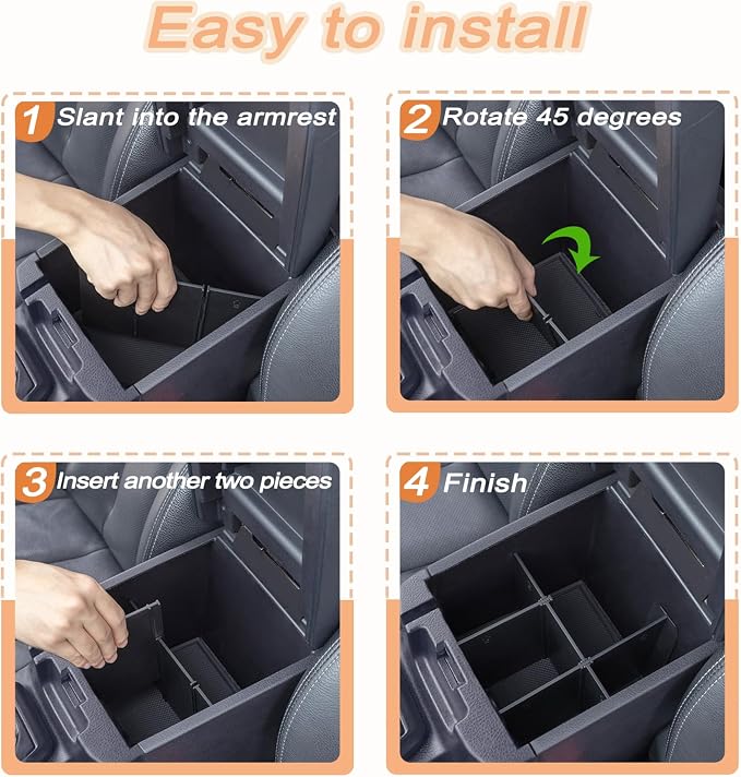 JKCOVER 3PCS Center Console Organzier Compatible with Toyota Tacoma 2016-2023 Accessories Tray Hidden Box Divider ABS Material Insert