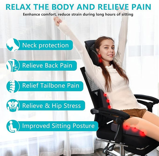 FLORICH Lumbar Support with Car headrest Back Pillow for Chair Headrest Pillow with Gel Memory Foam Massage Point Memory Foam Back Pillow for Office Chair(Grey)