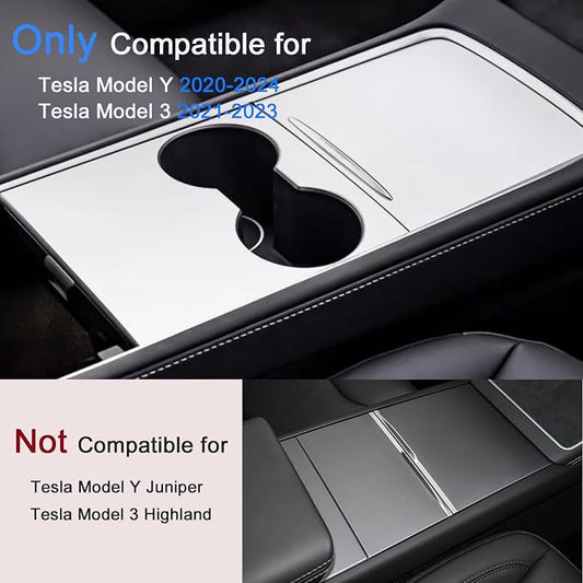 Farmogo Center Console Wrap Kit for Tesla Model Y 2020-2024 & Model 3 2021-2023 2PCS Center Console Cover Interior Decoration Wrap Kit for Tesla Model 3/Y Accessories (White)