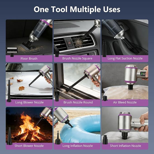 Cordless Handheld Vacuum with 17000Pa Suction, Portable Car Vacuum Cleaner for Pet Hair, Home & Desk, 3-Speed, LED Light, 4-in-1 Nozzles, Type-C Charging