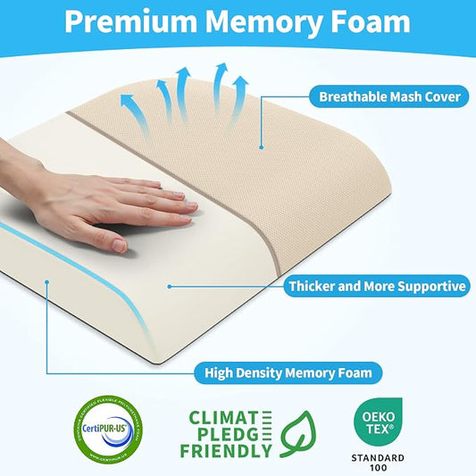 TranquilRelax 2XL Seat Cushion, Memory Foam Cushion for Long Sitting Hours on Office Chair, Car Seat, Non-Slip Chair Pad for Sciatica, Coccyx, Tailbone Pain Relief & Post-Surgery Recovery (Khaki)