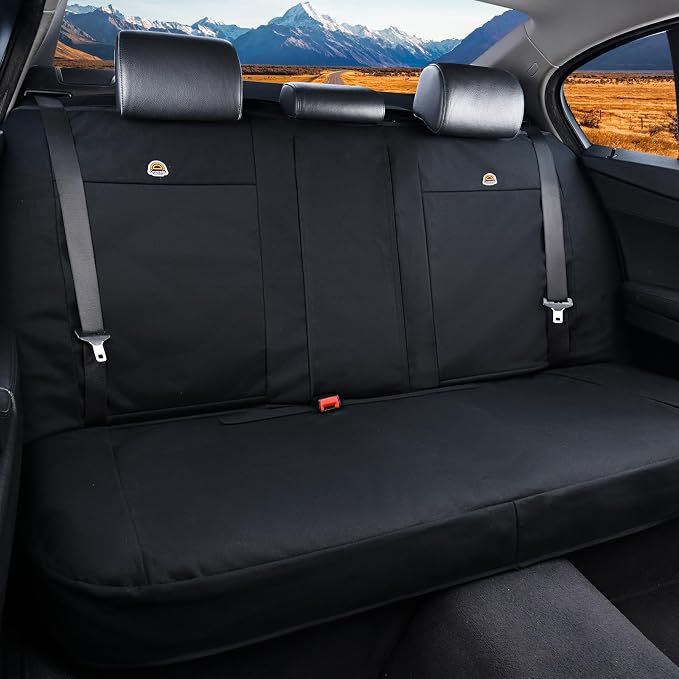 Coverado Canvas Universal Car Seat Covers - Rear & Auto Seats Protectors for Kids & Dogs - Fits Most Vehicles Trucks SUVs/Black