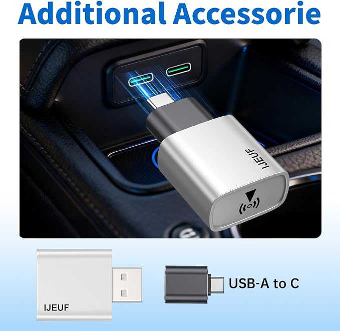 Wireless CarPlay Adapter for Apple iPhone 2026 Upgraded,Stable Connection,Ultra-Low Lag,Mini Apple Car Play Wireless Adapter for Cars with Built-in Wired CarPlay and iPhone iOS 10+,USB A Grey