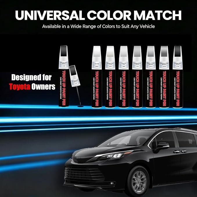 Midnight Black Metallic(218) Car Touch Up Paint for Toyota 2-in-1 Car Scratch Repair Pen with Fine Tip&Brush, DIY Color-Code Matched Auto Paint for Rock Chips Door Scratches Paint Nicks Bumper Marks