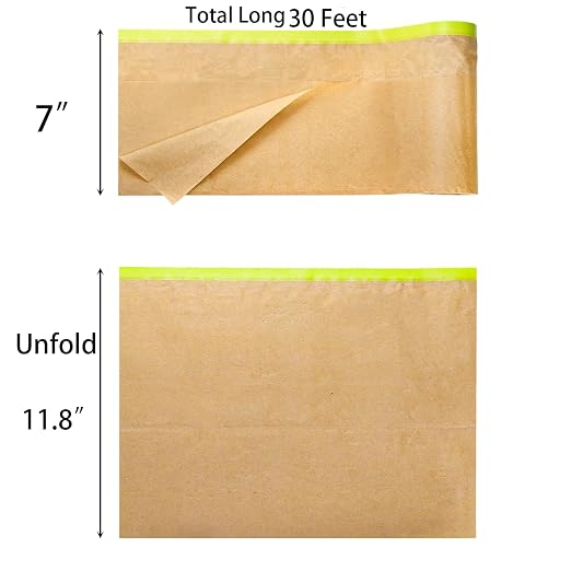 Jucoan 6 Rolls Pre-Taped Masking Paper for Painting, 12 Inch x 30 Feet Tape and Drape Automotive Painter Masking Paper for Car Wall Frame Floor