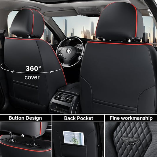 Coverado Automotive Seat Covers, Leather Seat Covers Front Seat, Black Car Seat Covers, Luxury Car Seat Covers, Seat Cushion, Front Driver Seat Covers, Car Seat Protector Universal Fit Most Cars