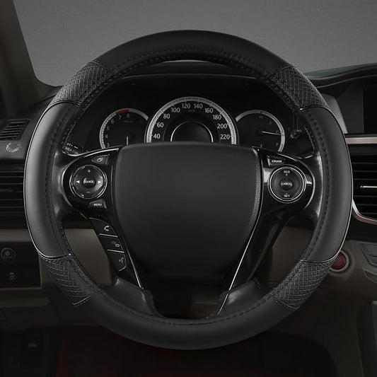 GIANT PANDA Steering Wheel Cover for Honda Civic(2006-2015),CR-Z, Insight, S2000 (Black-Small Size)