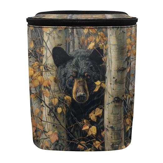 Talayituse Bear Hunting Camo Print Car Trash Can with Lid, Leak Proof Auto Trash Bag Hanging Vehicle Garbage Can Multipurpose Storage Container for Back Seat Road Trip