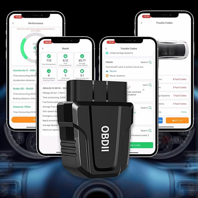 OBD2 Scanner Bluetooth 5.4, Wireless Car Code Reader & Diagnostic Scan Tool for iOS & Android, Check Engine Light Reset, Live Data & Battery Voltage Test, Exclusive OBD Home App