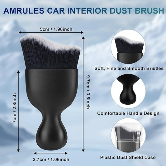 Amrules 2 PCS Car Interior Detailing Brush, Auto Car Dusting Brushes, Soft Bristles Duster Removal Cleaning Tool for Dashboard Interior, Exterior, Skylight, Leather, Dust Brush, Black & White