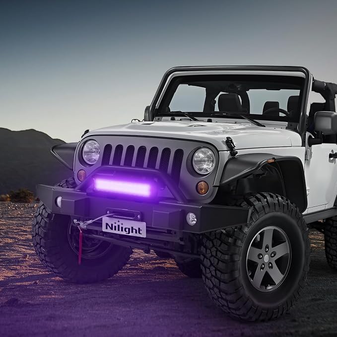 Nilight LED Light Bar 12 Inch 72W Spot Flood Combo Purple Beam Off Road Lamp Fishing Hunting Emergency Deck Work Lighting for Trucks UTV Pick-up Van Boat Tractor
