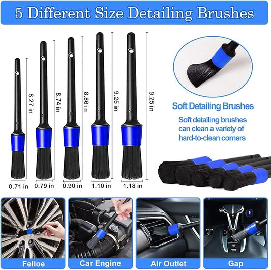 30Pcs Car Detailing Brush Set, Car Detailing Kit, Car Cleaning Kit, Car Windshield Cleaning Tool, Professional Car Care kit - Car Wash Brush kit for Interior Exterior Wheels(Blue)