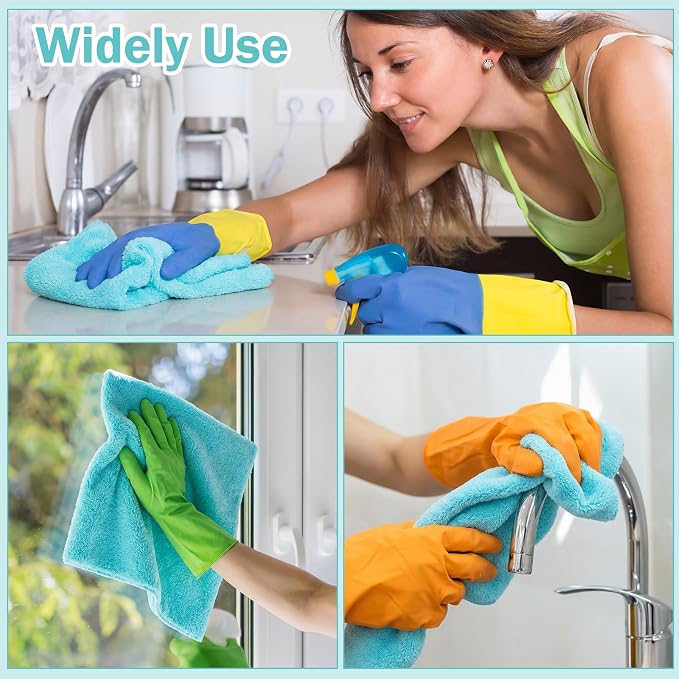 Tallew 15 Pcs Car Microfiber Towels Buffing Drying Wash Cleaning Cloths Plush Large Towels Thick Care Polishing Detailing Waxing Scratch Proof Towel, 15.75 x 15.75 Inch (Light Blue)