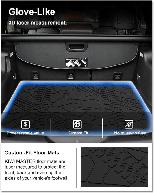 KIWI MASTER Cargo Mat for 2014-2023 Jeep Cherokee, Custom Fit All Weather Rear Cargo Liner, Heavy Duty TPE Tray Trunk Mat, Black