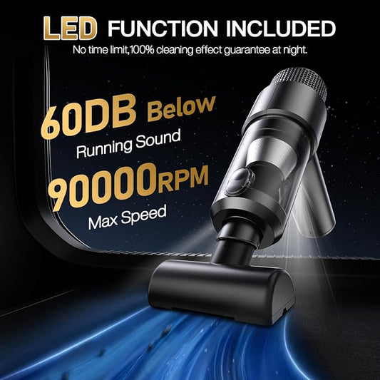 Handheld Car Vacuum Cleaner, 16000PA Car Vacuum Portable Cordless,4 in 1 Air Duster and Vacuum Cleaner with LED Light,Dual Filters, High Power Handheld Used for Home, Pet, Office