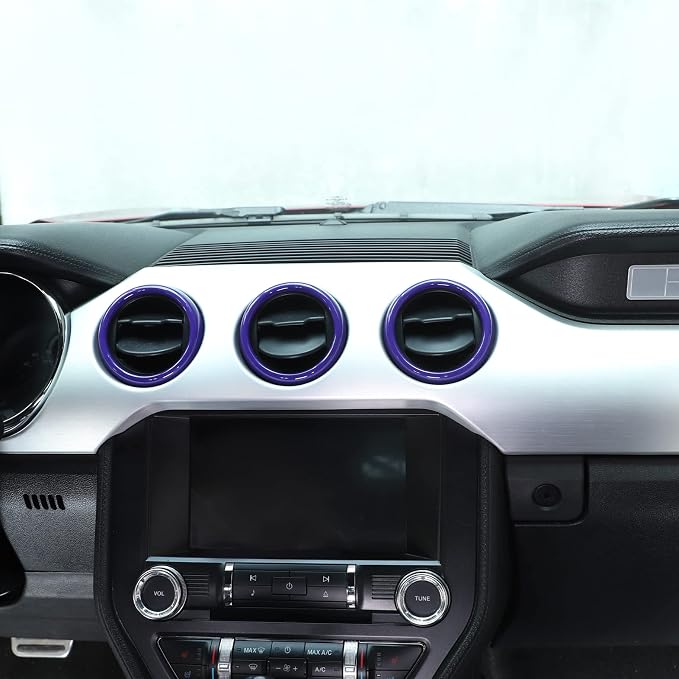 RT-TCZ Center Console Air Conditioner Outlet Vent Trim Cover Ring Interior Accessories for Ford Mustang 2015-2022,3PCS (Purple)