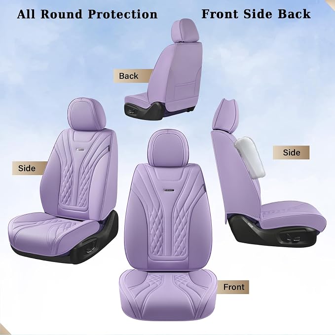 Coverado Car Seat Covers Full Set, Automotive Front and Rear Seat Covers with Backrest, Nappa Leather Car Seat Protectors Waterproof, Universal for Most Vehicles