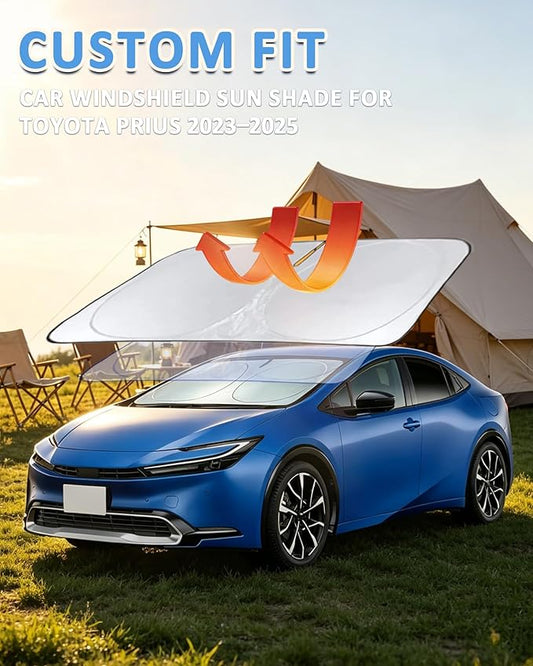 Sun Shade for Toyota Prius Windshield Sunshade Custom fit Toyota Prius 2026-2025 2023 Foldable Front Window Cover Retractable Sun Visor Protector Keep Interior Cool UV Blocker