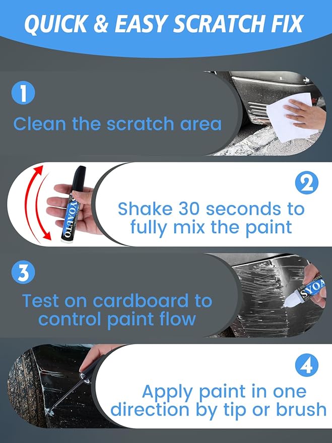 SYOAUTO White Touch Up Paint for Cars White Car Touch up Paint Auto Scratch Repair Pen Brush and Tip 2 in 1 Repair Pen 0.4 oz