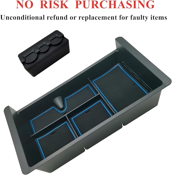 Center Console Tray Organizer Compatible with 2014-2018 GMC Sierra Accessories, (2015-2020) Yukon/Chevy Tahoe Silverado Suburban, Armrest Storage Box Replaces 22817343 (Blue)
