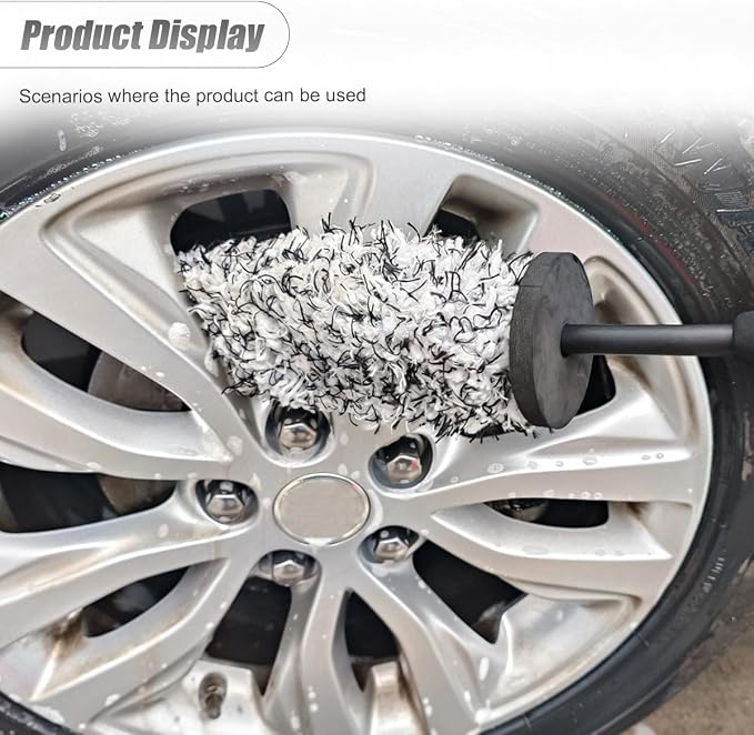 ZIMISI Car Wheel Cleaner Brush, Soft Microfiber Wheel Rim Cleaner, Non Scratch Car Detailing Brush, Highly Water Absorption & Removable Tire Brush, Vehicle Rim Wash Tool (Grey)