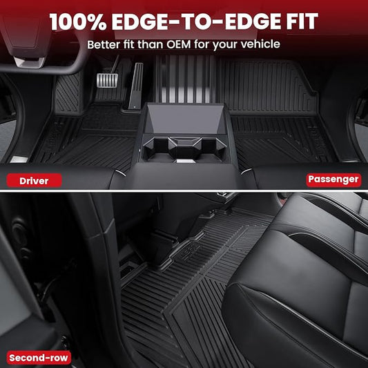LASFIT Premium Extra Thick Floor Mats for Tesla Cybertruck 2023-2026 All Weather TPE Custom Fit Pickup Interior Accessories Front Rear Car Liner 1st & 2nd Rows Set, Black