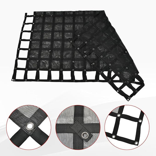 Heavy Duty 105" x 120" Truck Bed Cargo Net with Adjustable Cam Buckles & S-Hooks & Cross Strap,8.75' x 10' Cargo Net with 1500LBS Capacity for Pickup Truck Bed Trailer SUV Jeeps