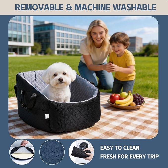 TOPOmericeDog Car Seat for Small Dogs up to 30 lbs, Pet Booster Seat with Adjustable Harness & Non-Slip Base, Cozy Dog Car Bed for Travel, Removable Machine Washable Cover for Cars, Trucks & SUVs