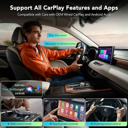 Wireless CarPlay Adapter 2026, 2-in-1 Convert Factory Wired CarPlay & Android Auto to Wireless, Plug and Play, Auto Reconnect, Compatible with iPhone & Android Phones, USB/USB-C, Light Grey