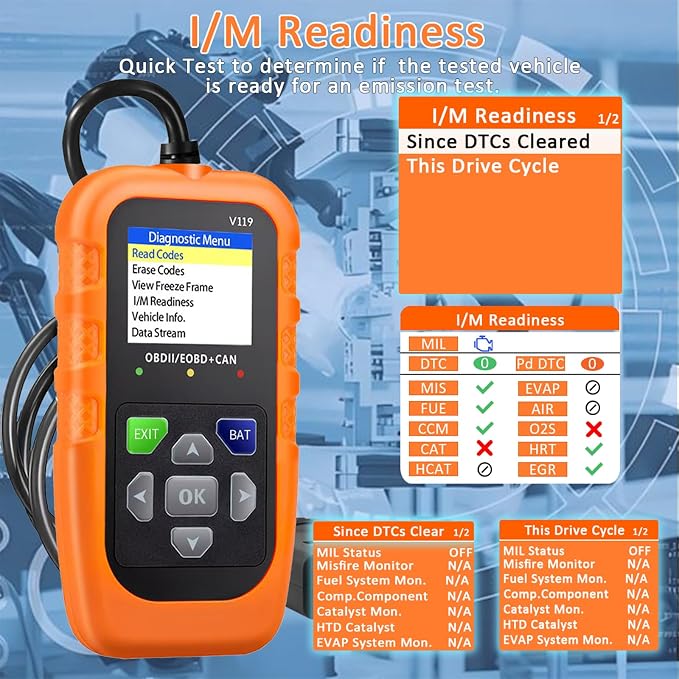 V119 OBD2 Scanner Code Reader, Check Engine Light Diagnostic Tool, Car Voltage Tester for Vehicles Since 1996