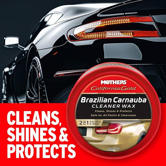 Mothers California Gold Brazilian Carnauba Cleaner Wax, 12 oz. Paste – Cleans & Waxes in One Step, Removes Oxidation & Swirls, Premium Carnauba Shine & Protection for All Paint Finishes (05500)