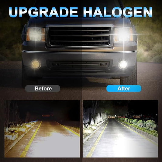 High-Performance Halogen Headlight Bulbs Fit for 2009-2018 Dodge Ram 1500 2500 3500 Without Projector/4 Head Lamps,9005 H11 High Low Beam & 9006 Fog Light 4800K White 150% Brighter Plug n Play,6 PCS