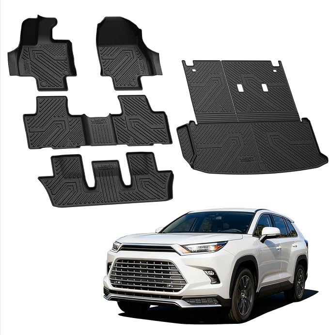 LASFIT Floor Mats for Toyota Grand Highlander 2026 2025 2024 Fits Without or with subwoofer (Include Hybrid), All Weather TPE Custom Fit Rear Trunk Mat for Grand Highlander Accessories