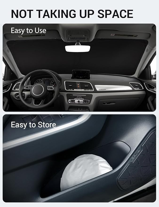 Proadsy 2026 Upgrade Windshield Sun Shade Custom Fit 2013-2018 Audi Q3 Foldable Front Sunshade Protector Sun Visor Blocks UV Rays Keep Car Cooler