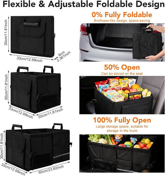 Dntorx Trunk Organizer for SUV - 60L, Foldable Car Trunk Organizer Bags with Lid Large Capacity Car Organizers and Storage with Lid for SUV,Sedan,Truck Accessories,23.62"Γ12.99"Γ11.81"(Black)