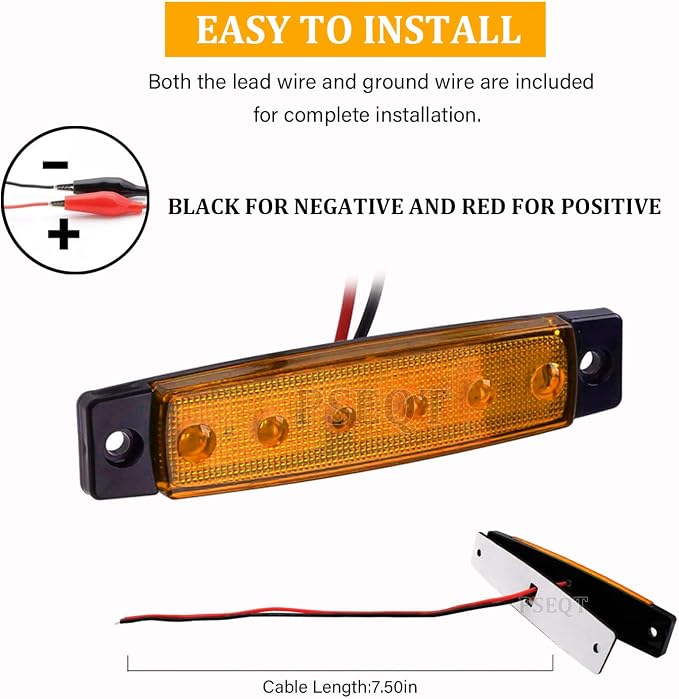 PSEQT 10 Pcs LED Rock Strip Lights Car Underglow Wheel Fender Well Lighting Kits Waterproof for Golf Cart Wrangler Offroad Truck RV UTV ATV Snowmobile (Amber Yellow)