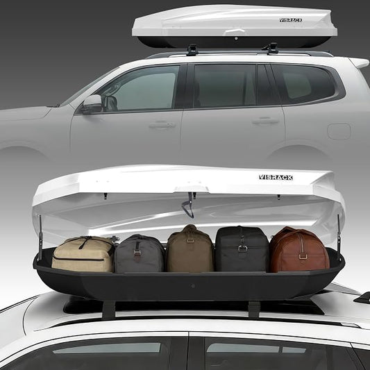 21 Cu Ft Cargo Box, Hard Shell Roof Cargo Carrier with Security Keys, 70.08" x 34.57" x 14.53" Roof Box, Dual-Sided Opening, Tool-Free Install, White