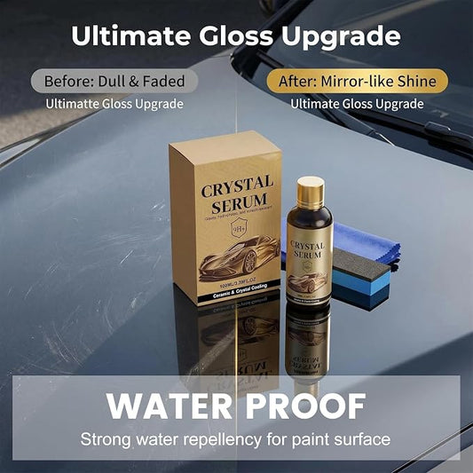 Crystal Serum for Cars,Suitable for Car Paint and Wheel Maintenance(2pcs) | 9H Graphene Ceramic Coating,Deep Gloss,Hydrophobic Stain-Resistant Protective Coating
