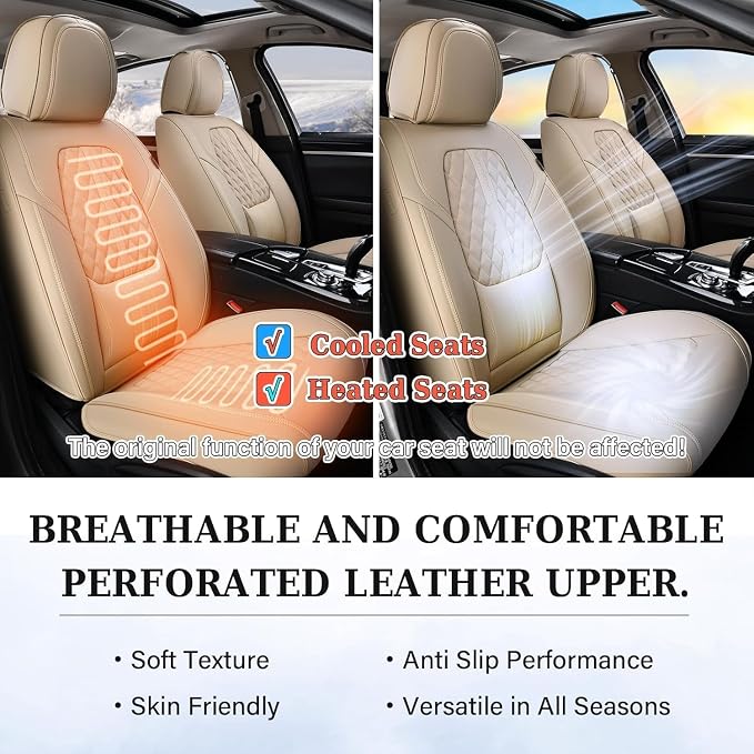 Coverado Car Seat Covers, Car Seat Covers Front Seats, 2-Pack Front Seat Cover, Nappa Leather Waterproof Seat Covers, Car Seat Protectors, Automotive Seat Covers Universal Fit for Most Vehicles