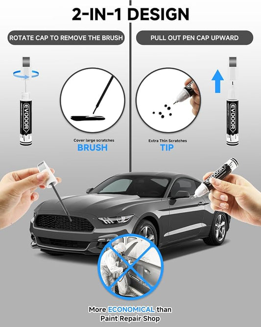 UJ Sterling Gray Metallic Touch Up Paint for Ford – Exact Match 2 in 1 Paint Pen for Chips and Nicks Repair