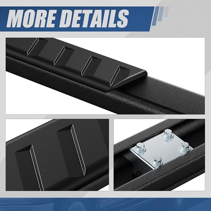 Auto Dynasty Flat Running Boards Compatible with 2009-2024 Dodge Ram 1500 Truck Extended/Quad Cab, Stainless Steel Side Step Rail Nerf Bars, 5" Step Bars, Black Powdercoated