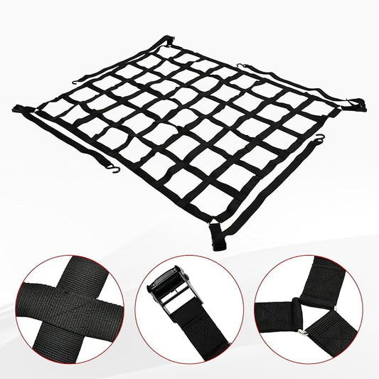 Heavy Duty 42" x 50" Truck Bed Cargo Net with Adjustable Cam Buckles & S-Hooks,3.5' x 4.17' Cargo Net with 1100LBS Capacity for Pickup Truck Bed Trailer SUV Jeeps