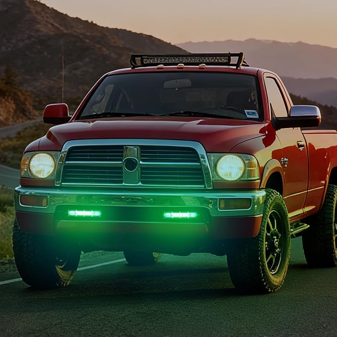 Nilight Slim LED Light Bar 2Pcs 7 Inch 16LED Single Row Spot Flood Combo Green Off Road Driving Fog Fishing Hunting Lighting for 12V 24V ATV UTV Pickup Truck Tractor Boat