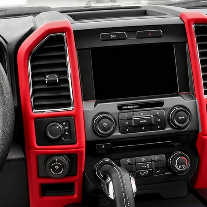 Keptrim for F150 Central Console Air Conditioner Panel Trim for 2015 2016 2017 2018 2019 2020 Ford F150, Red, 5pcs (Red)