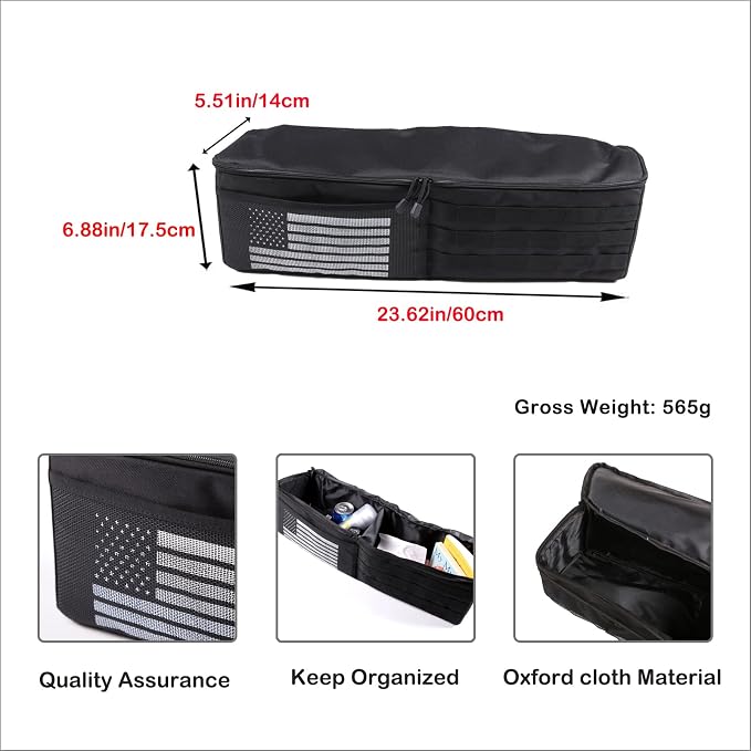 Aunginsy 1PCS Trunk Organizer Compatible with Toyota FJ Cruiser 2007-2021+, Car Left Side Trunk Storage Bag Backseat Hanging Storage Multi-Compartment Space Saving Accessories, With USA Flag Pattern
